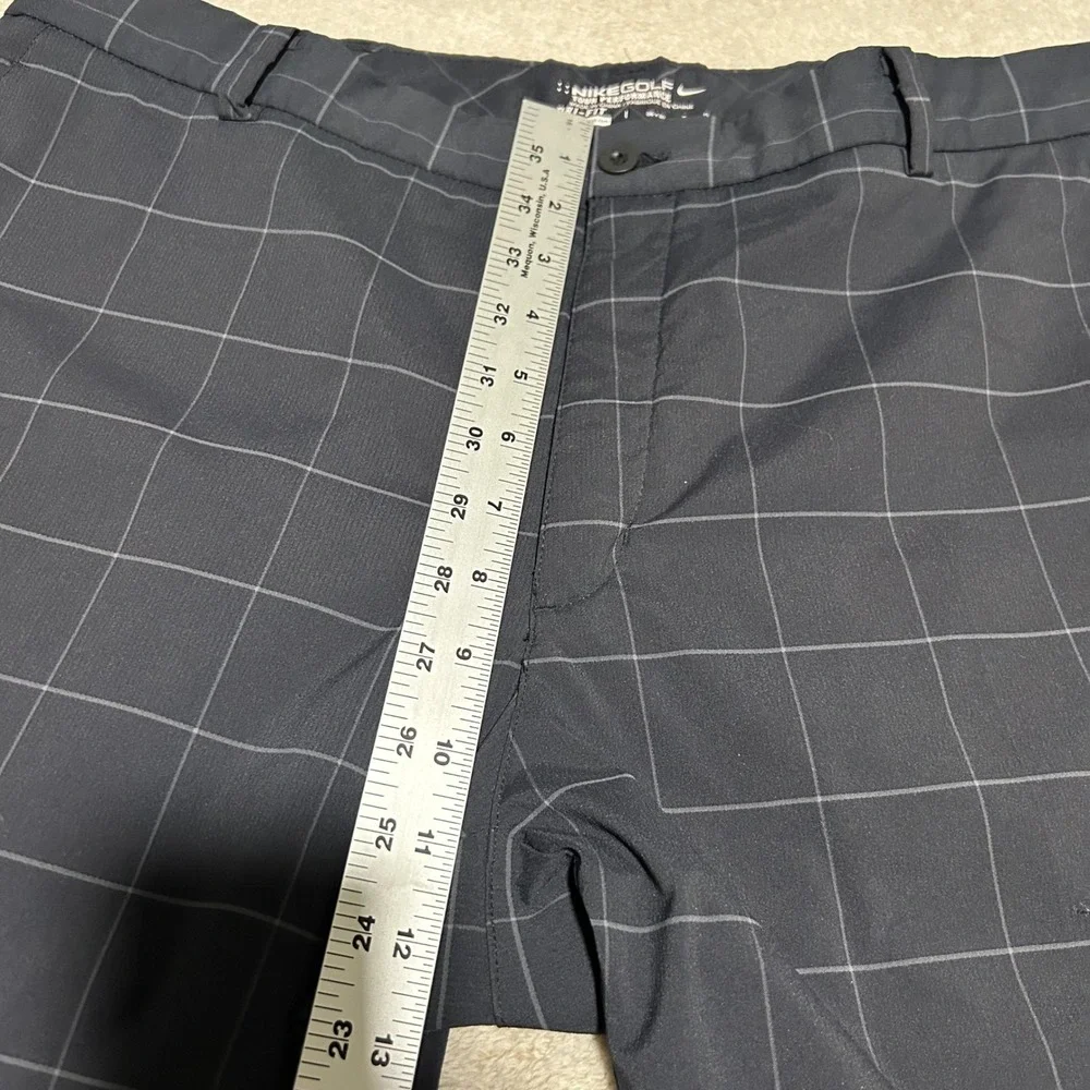 Nike Golf Pants Mens 36 30 Black Plaid Dri-FIT Tour Performance Windowpane